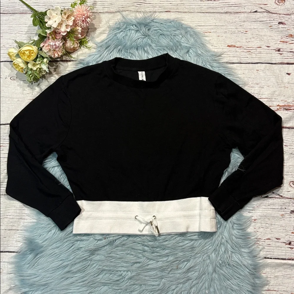 Varley Arden Black White Drawstring Sweatshirt